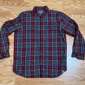 Carhartt Men’s Large Plaid  Button Up Shirt Red Blue Workwear